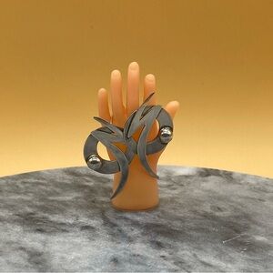 Vintage Mexico modernist statement silver earrings 925 - 00H025